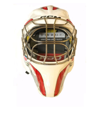 BRANKÁŘSKÁ MASKA CCM AXIS F5 JR WHITE-RED